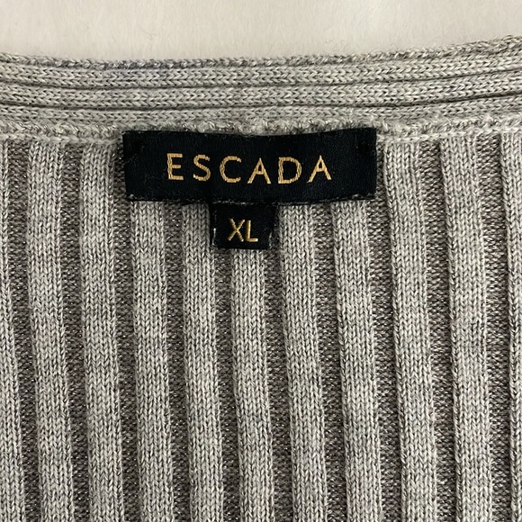 Escada Cardigan Sweater Silver Metallic Size XL Luxury Old Money - Picture 7 of 12